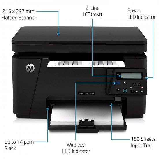 HP Laserjet Pro M126nw Multi-Function Direct Wireless Network Laser Printer (Print, Copy, Scan, Black) HP Laserjet Pro M126nw Multi-Function Direct Wireless Network Laser Printer (Print, Copy, Scan, Black)