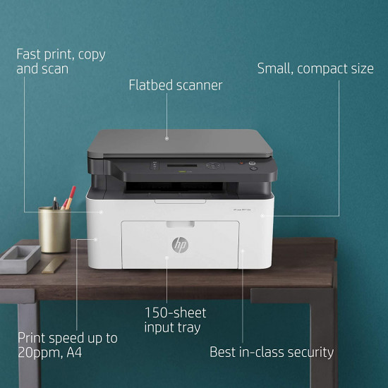 HP Laserjet 136a Laser Monochrome Print, Scan, Copy with USB Connectivity, Compact Design, Fast Printing HP Laserjet 136a Laser Monochrome Print, Scan, Copy with USB Connectivity, Compact Design, Fast Printing