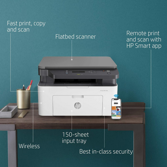HP Laserjet 136w Compact Monochrome Multifunction Printer with Direct Wi-Fi (Print, Scan, Copy) HP Laserjet 136w Compact Monochrome Multifunction Printer with Direct Wi-Fi (Print, Scan, Copy)
