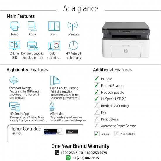 HP Laserjet 136w Compact Monochrome Multifunction Printer with Direct Wi-Fi (Print, Scan, Copy) HP Laserjet 136w Compact Monochrome Multifunction Printer with Direct Wi-Fi (Print, Scan, Copy)