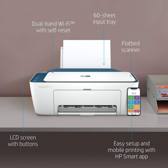 HP Deskjet 2723 WiFi Colour Printer, Scanner and Copier for Home/Small Office, Dual-Band Wi-Fi, Voice Activated Printing HP Deskjet 2723 WiFi Colour Printer, Scanner and Copier for Home/Small Office, Dual-Band Wi-Fi, Voice Activated Printing