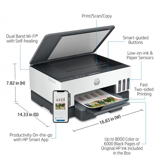 HP 720 WiFi Duplex Printer with Smart-Guided Button, Print, Scan, Copy and Wireless HP 720 WiFi Duplex Printer with Smart-Guided Button, Print, Scan, Copy and Wireless