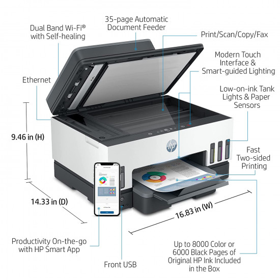 HP Smart Tank 790 WiFi Duplex Hi-Capacity Tank Printer with Magic Touch Panel with ADF HP Smart Tank 790 WiFi Duplex Hi-Capacity Tank Printer with Magic Touch Panel with ADF