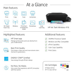 HP Ink Tank 416 WiFi Colour Printer, Scanner and Copier for Home/Office
